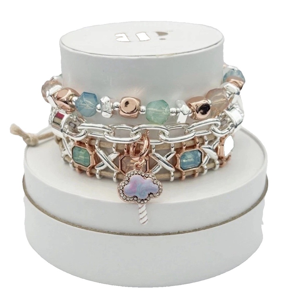 Bomb Party Spring Stack ST29596 'Cotton Candy Dreams' Silver & Rose Gold Plated